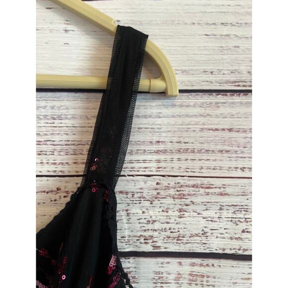 Adrianna Papell Womens Floral Sequined Cocktail Dress Black Pink Size 16W NWT - Picture 6 of 15